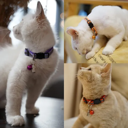 Miniatura 5 de Extodry Juego de 14 collares para gatitos, desmontables con campanas, collar de gato reflectante y seguro, ideal para cachorros, gatos niña y niño