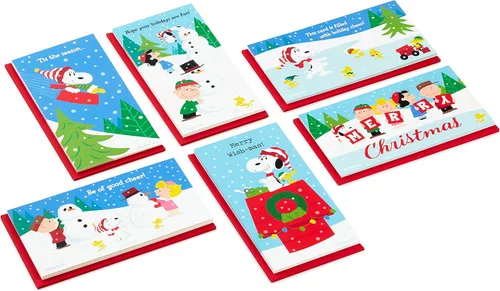 Miniatura 3 de Hallmark Peanuts - Juego de tarjeteros o portamonedas de Navidad, Charlie Brown y Snoopy (36 tarjetas con sobres)