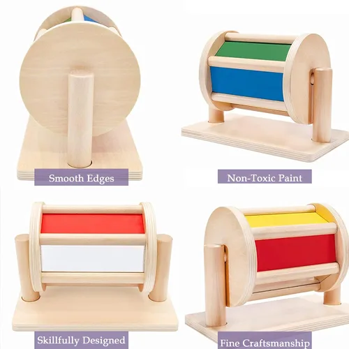 Miniatura 5 de YAANI Tambor giratorio Montessori, juguetes para bebés de 6 a 12 meses, juguetes Montessori para niños de 1 año, juguetes sensoriales, juguetes