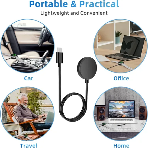 Miniatura 7 de Cargador USB C Galaxy Watch 7 compatible con Samsung Galaxy Watch 7/6 Classic/6/5 Pro/5/4/4 Classic/3/Active 2/Active, base de carga inalámbrica