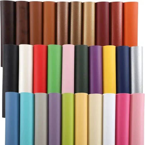 CDY Juego de 30 hojas de piel sintética sintética maciza de 8.2 x 6 pulgadas, hojas de tela de cuero suave adecuadas para hacer lazos, aretes de