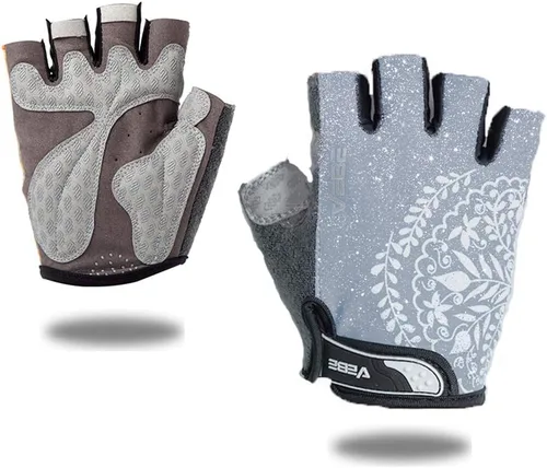 VEBE Guantes de ciclismo para mujer, antideslizantes, a prueba de golpes, guantes cortos para dedos al aire libre, guantes de bicicleta de montaña