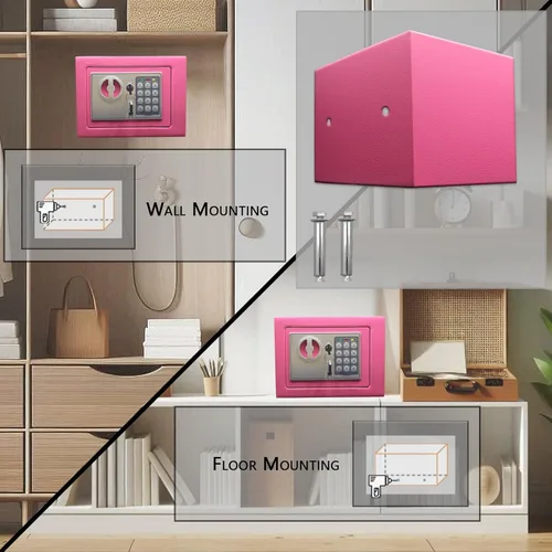 Miniatura 3 de Yuanshikj Caja de seguridad digital electrónica de lujo con teclado, para hogar, oficina, hotel, negocios, joyas, pistola, almacenamiento de Rosa