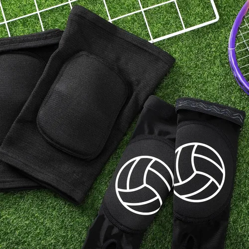 Miniatura 7 de Hungdao 1 juego de rodilleras de voleibol y manga para brazos, accesorios de voleibol, funda para antebrazo, codo, muñequera con almohadilla