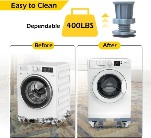 Miniatura 2 de MaxWorks Dolly ajustable para muebles con 4 ruedas de doble bloqueo, soporte base universal para lavadora, transportador de electrodomésticos