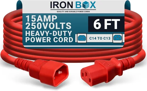 Miniatura 27 de IronBox Electric - Cable de Alimentación C14 a C13 de Servicio Pesado, 15A, 250V, Cable de Extensión para Computadora 14/3 AWG - Cables