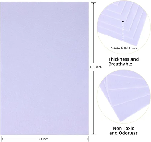 Miniatura 2 de Hojas de fieltro blanco HaoFeiJH - 6 piezas de cuadrados de fieltro suave (8x12 A4), 1.5mm de espesor, ideal para costura, retazos, decoración