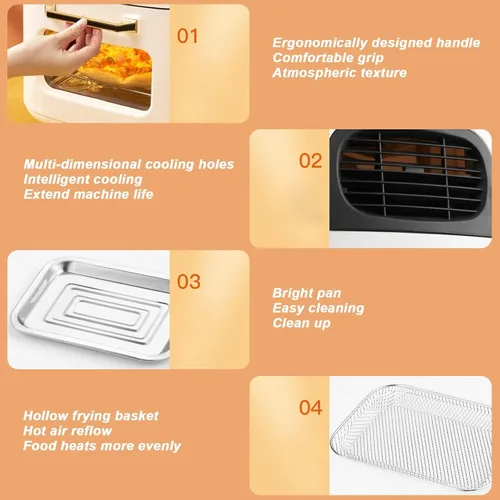 Miniatura 3 de Horno freidora de aire digital de 15 litros con circulación de aire rápida, sin aceite, pantalla LED, cesta antiadherente, temporizador de 60