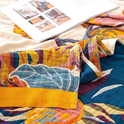 Miniatura 9 de MSGKV Manta de Tiro 100% Algodón para Cama Sofá Otoño 90''x 98'' Mantas de Muselina Súper Suaves Cálidas Colcha Bohemia Ligera Mantas Decorativas
