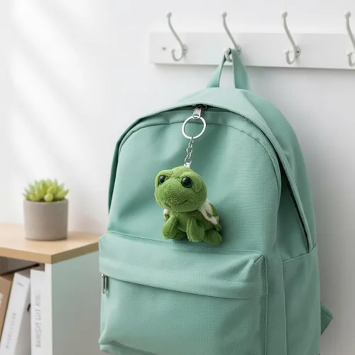 Jowxsx Mini criaturas marinas verde tortuga muñeca llavero regalo peluche llavero de dibujos animados bolsa colgante auto animal decoración coche