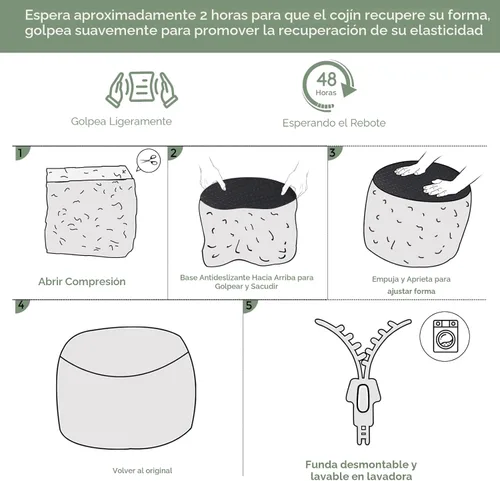 Miniatura 6 de HIGOGOGO Puf redondo de relleno otomano, pufs de piel sintética con relleno de trozos de espuma, puf peludo y esponjoso, taburete de almacenamiento