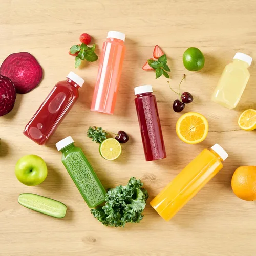 Miniatura 8 de Botella de plástico transparente redonda de 8 onzas para jugo prensado en frío - con tapa de seguridad, libre de BPA - 5,7 x 5,7 x 24,8 cm - caja