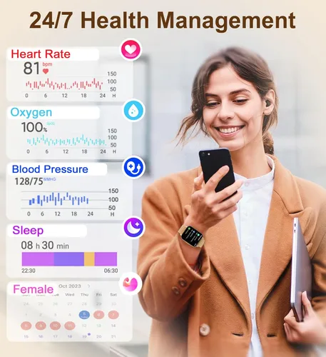 Miniatura 3 de Iaret Reloj inteligente (respuesta/hacer llamadas), relojes inteligentes para mujer, rastreador de actividad física con monitor de frecuencia