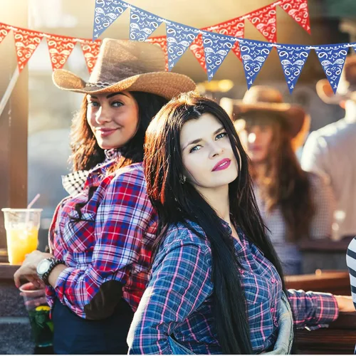 Miniatura 3 de Sinmoe 5 unidades de decoraciones de fiesta occidental de Yee Haw vaquero banderines del salvaje oeste banderín banderines colgantes para vaquero