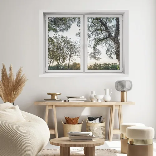 Miniatura 4 de SIGNWIN Adhesivo de pared removible/mural de pared para ventana, vegetación exuberante y árboles iluminados por el sol, fotografía, realismo
