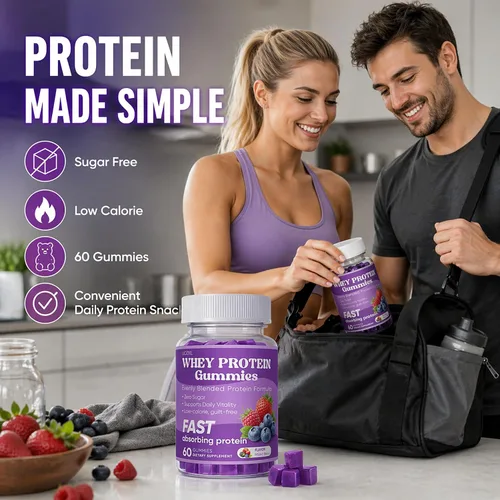 Miniatura 6 de Gomitas de proteína de suero de leche, sabor a bayas mixtas, 5.71 oz de proteína de absorción rápida por botella, sin azúcar, bajas en calorías
