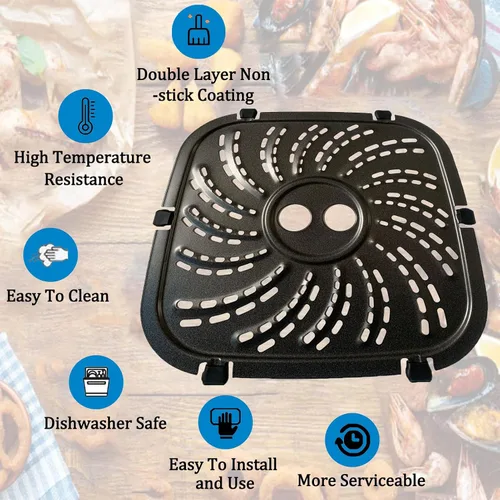 Miniatura 5 de Placa de parrilla de freidora de aire de 6 cuartos para freidora de aire PowerXL Vortex Pro, revestimiento antiadherente de doble capa de alta