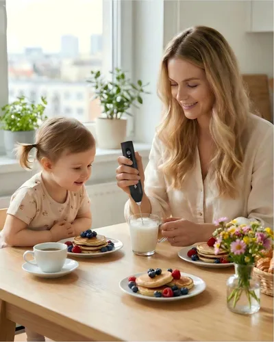 Miniatura 5 de Gerbera Espumador de leche recargable de mano, máquina de espuma de batidor eléctrico ajustable de 3 velocidades, mezclador de bebidas de mano