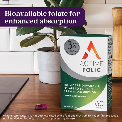 Miniatura 2 de Suplemento activo de ácido fólico, 400 mcg, apoya el embarazo, desarrollo fetal, combate el cansancio, la fatiga, la máxima absorción