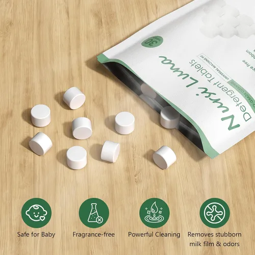 Miniatura 4 de Nursi Luna Tabletas de Detergente para Lavavajillas de Biberones de Todas las Marcas, 90 Unidades Fórmula Suave Tabletas de Detergente