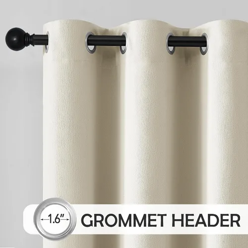 Miniatura 9 de Cortinas de lino 100% opacas de 96 pulgadas de largo, 2 paneles para dormitorio, sala de estar, lino beige, texturizado, para oscurecer