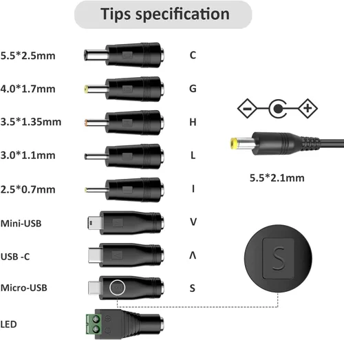 Miniatura 2 de Fuente de alimentación universal de 5 V, 2 A, 1 A, adaptador de CA universal, DC 5 voltios, 1.5 A, 1.2 A, 0.5 A, cable de alimentación de repuesto