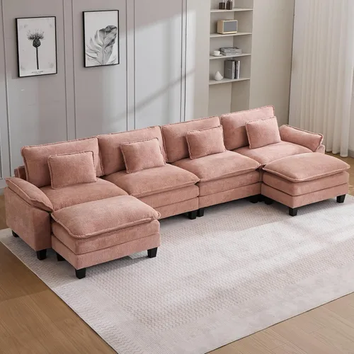 Miniatura 40 de Oprisen Sofá Seccional Modular, Cómodo Cloud Couch Sofá Seccional, Sofá Cama de Chenilla con Asiento Profundo con Almohadas Decorativas para Sala