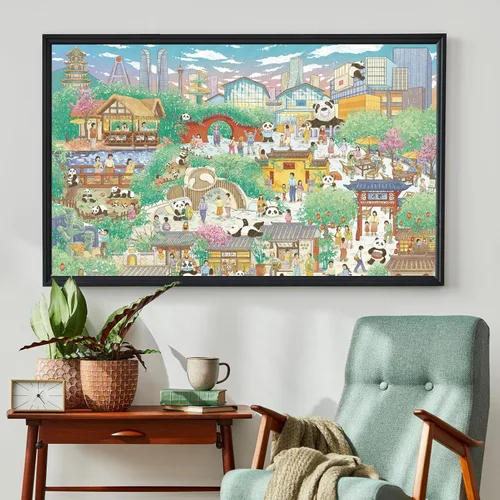 Miniatura 6 de Rompecabezas MOMIBOOK para Adultos 1000 Piezas Rompecabezas de Panda de Chengdu Guía, Imagen de Pintura Difícil Desafiante Duro Imposible