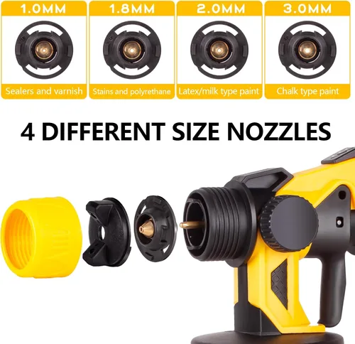 Miniatura 3 de Pulverizador de pintura inalámbrico sin aire para batería Dewalt de 20 V MAX (solo herramienta) HVLP con motor sin escobillas de 800 W, 4 boquillas
