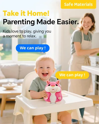 Miniatura 4 de TWORIVER - Juguete de hámster parlante, repite lo que dices, juguete de peluche interactivo para niños pequeños, juguete de aprendizaje que imita