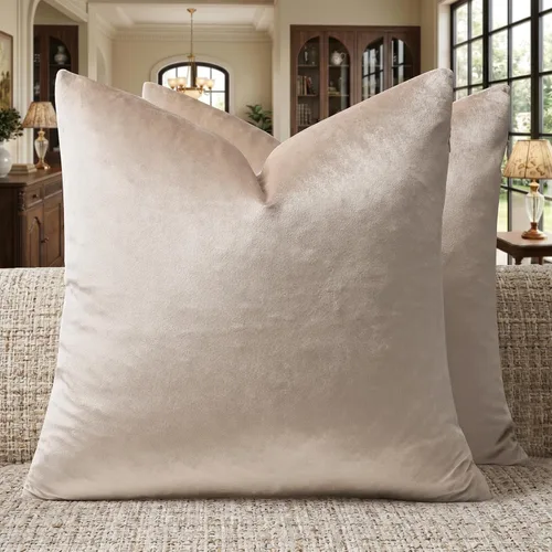 Miniatura 11 de Fundas de almohada GIGIZAZA decorativas de 20 x 20 pulgadas, juego de 2 fundas de almohada color taupe cuadradas para sofá, fundas de almohada Gris