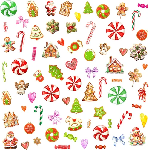 Adornos de Navidad, calcomanías de pared para despegar y pegar, calcomanías de pared extraíbles de bastón de caramelo, calcomanías de piso de menta,