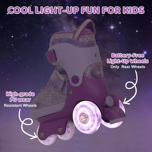 Miniatura 3 de Nattork - Patines de ruedas para niños pequeños, patines de tres ruedas ajustables en 4 tallas para niñas de 3 a 7 años con ruedas iluminadas Sueño