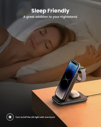 Miniatura 6 de GEEKERA Soporte de carga inalámbrico, estación de carga inalámbrica 3 en 1, para Apple Watch 7, 6, SE, 5, 4, 3, 2, Airpods 2/Pro, iPhone 13 Pro