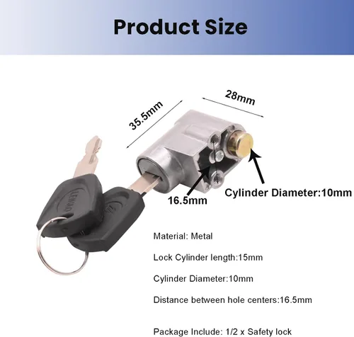 Miniatura 4 de Ragyzity Cerradura de seguridad para caja de batería de bicicleta eléctrica, cerradura de cilindro de batería, interruptor de encendido, cerradura
