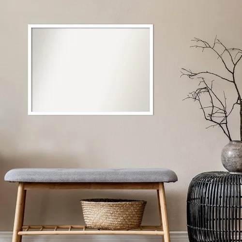 Miniatura 290 de Amanti Art Espejo de baño blanco para sobre el fregadero, 32 x 45 pulgadas, espejo de tocador rectangular blanco esbelto, marco de madera moderno