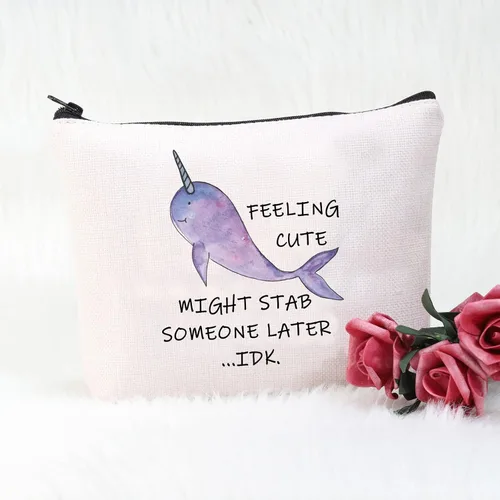 Miniatura 2 de POFULL Regalo de narval para fiesta temática del océano del mar, regalo para amantes de narvales, bolsa de cosméticos de animales del océano