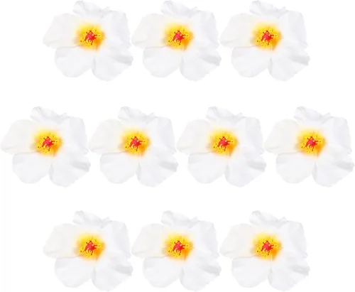 Miniatura 14 de HOMSFOU 10 piezas de flores tropicales de hibisco sintético, decoraciones florales hawaianas para interiores y exteriores, suministros de fiesta