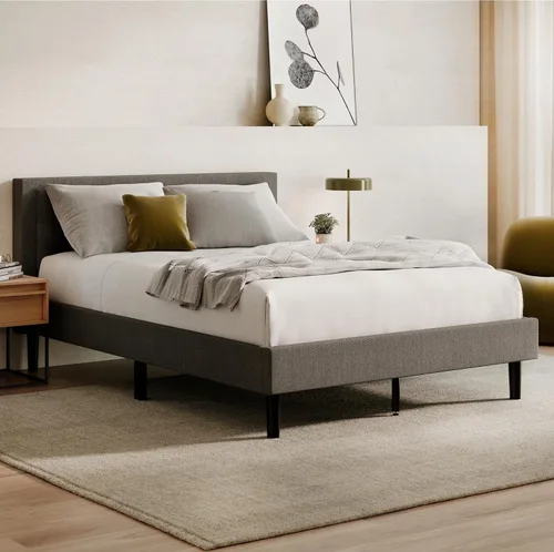 Miniatura 8 de Nectar Base de cama y cabecero, color gris, tamaño individual, patas de 8 pulgadas y listones de madera resistentes para apoyo, tapicería
