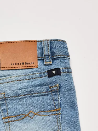 Miniatura 5 de Lucky Brand Pantalones cortos de mezclilla con puños para niñas, jeans elásticos con 5 bolsillos, cintura de altura media a alta