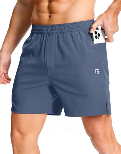 Miniatura 75 de GGJ Pantalones cortos deportivos ligeros para hombre con 2 bolsillos con cremallera de 7/5/9 pulgadas, pantalones cortos de tenis de secado rápido