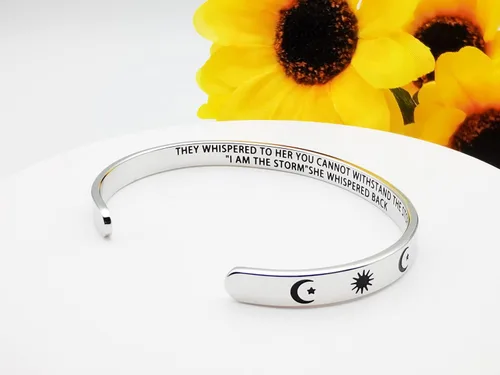 Miniatura 301 de Pulseras inspiradoras para mujer, joyería de acero inoxidable, con refranes, pulsera motivacional con mensaje oculto, pulseras grabadas para mejor