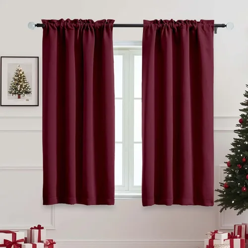 Miniatura 154 de OVZME Cortinas opacas turquesa para tratamiento de ventanas pequeñas, cortinas cortas con bloqueo de luz para ventana de cocina sobre el fregadero