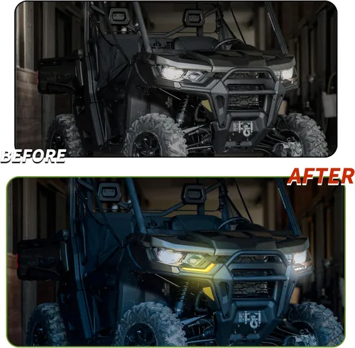 Miniatura 4 de SAUTVS Luces LED de circulación diurna mejoradas para Defender Commander, luces delanteras DRL colmillos, luces intermitentes amarillas para Can Am
