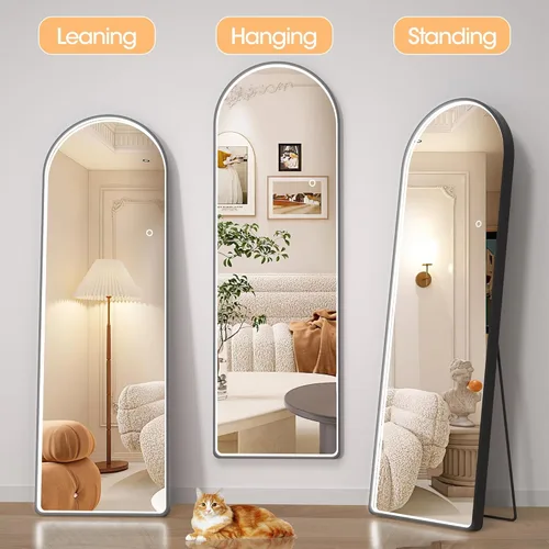 Miniatura 4 de Hasipu Espejo de Cuerpo Completo de 55" X 18" con Luces, Espejo LED de Arco con Marco Negro de Cuerpo Completo y 3 Temperaturas de Color y Brillo