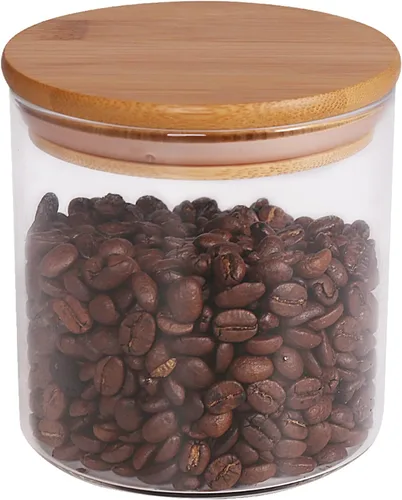 Tarro de vidrio de 18 Oz/550 ML con tapa, recipientes de almacenamiento de vidrio versión engrosada transparente con tapa de bambú sellada, para