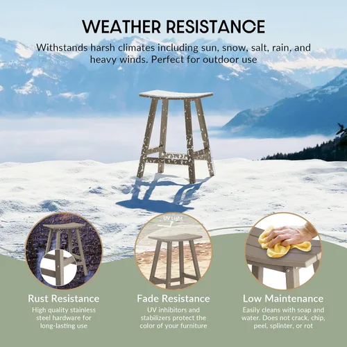 Miniatura 4 de WestinTrends Malibu - Juego de 2 taburetes de 24 alturas para exteriores/patio, madera envejecida Roble (Weathered Wood)