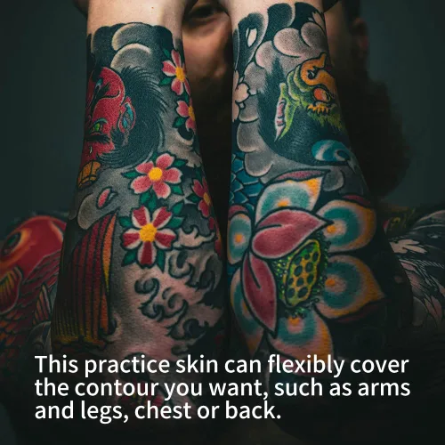 Miniatura 6 de Piel de tatuaje falsa - 10 piezas de piel de práctica en blanco (6 x 8 x 0.4 pulgadas), uso de doble cara de piel de práctica de silicona, práctica