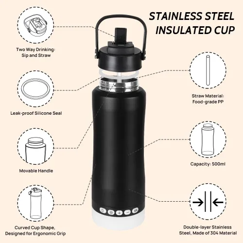 Miniatura 3 de Linterna de camping con botella de agua, luces LED modulares con 5 modos, lámpara recargable para tienda de campaña, senderismo, mochilero de Negro