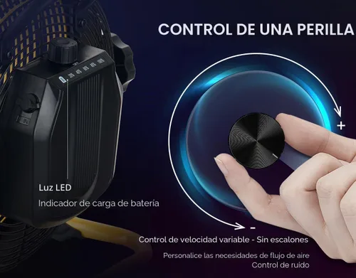 Miniatura 9 de Geek Aire Ventilador de suelo recargable de alta velocidad para acampar al aire libre, ventilador portátil de 16 pulgadas con hoja de metal
